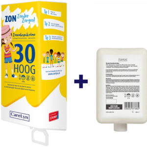 Dispenser kinderopvang met 1 liter SPF30 microplasticvrije zonnebrandcrème