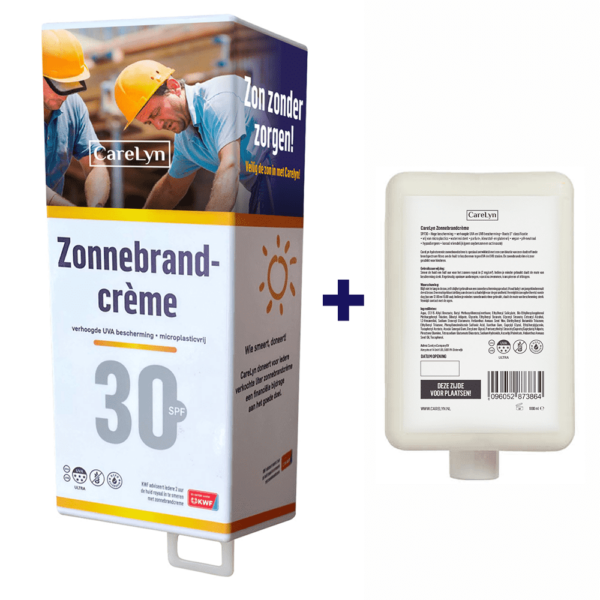 Dispenser bouw met 1 liter SPF30 microplasticvrije zonnebrandcrème